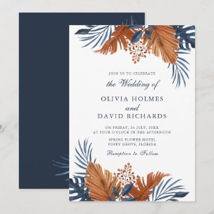 Invitation Mariage Monstera Bleu de Minuit