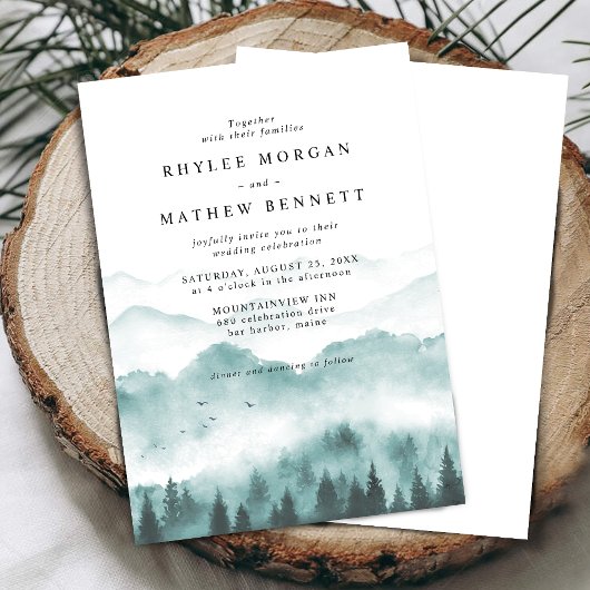 Invitation Mariage Montagnard Aquarelle Rustique
