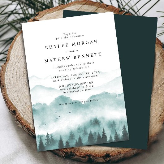 Invitation Mariage Montagnard Aquarelle Rustique