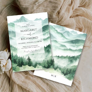Invitation Mariage Montagnard Aquarelle Rustique au Pin