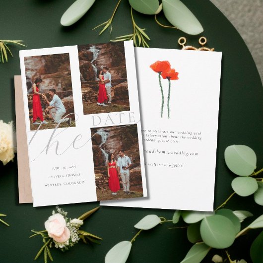Invitation Mariage Montagne Floral Moderne 3 Photos Sauvegard