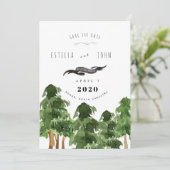 Invitation Mariage Montagne Forêt Rustique Enregistrer la Dat (Debout devant)