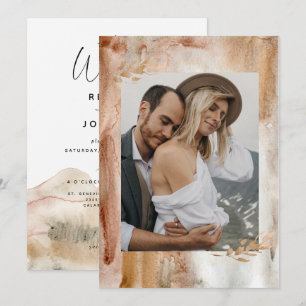 Invitation Mariage Montagne Photo Abstraite Aquarelle