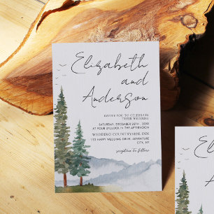 Invitation Mariage Montagnes - Pins Rustiques