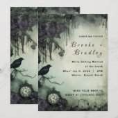 Invitation Mariage Montre Gothique Vert Foncé (Devant / Derrière)