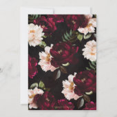 Invitation Mariage Moody Black Burgundy Blush Floral Peonies (Dos)