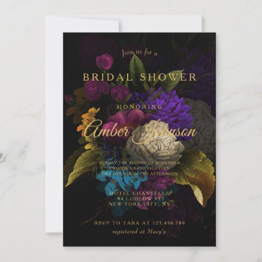 Invitation Mariage Moody Floral Dark (Devant)