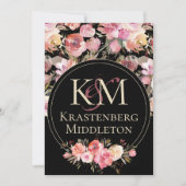 Invitation Mariage Moody foncé Monogram Blush Rose d'hiver (Devant)