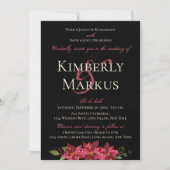 Invitation Mariage Moody foncé Monogram Claret Red Poinsettia (Devant)
