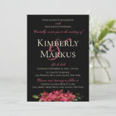 Invitation Mariage Moody foncé Monogram Claret Red Poinsettia (Debout devant)