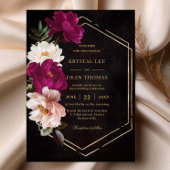 Invitation Mariage Moody Fuchsia Pink Blush Floral Peonies
