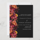 Invitation Mariage moody orange noir bordeaux (Devant)