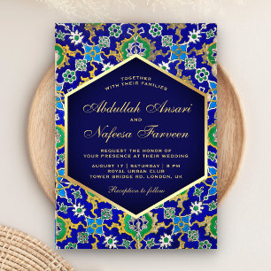 Invitation Mariage Mosaïque Géométrique Arabe Doré Islamique