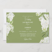 Invitation Mariage Moss Green White Hydrangeas (Devant)