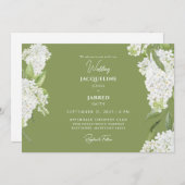 Invitation Mariage Moss Green White Hydrangeas (Devant / Derrière)