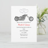 Invitation Mariage Motard & Cœurs en Argent (Debout devant)