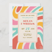 Invitation Mariage motif abstrait sans couture rétro (Devant)