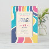Invitation Mariage motif abstrait sans couture rétro (Debout devant)
