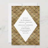 Invitation Mariage Motif Art déco noir et or (Devant)