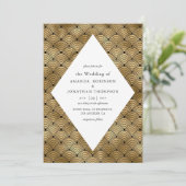 Invitation Mariage Motif Art déco noir et or (Debout devant)