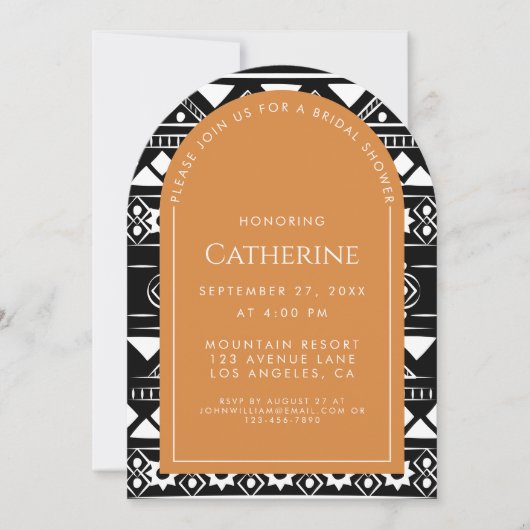 Invitation Mariage Motif Boho Arch Orange Fête des mariées (Devant)