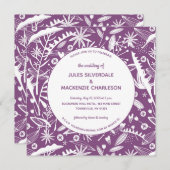 Invitation Mariage Motif de feuillage violet botanique (Devant / Derrière)