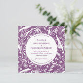 Invitation Mariage Motif de feuillage violet botanique (Debout devant)