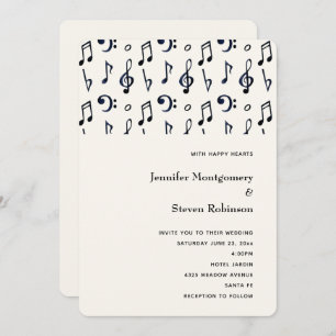 Invitation Mariage Motif de notes musicales mignonnes