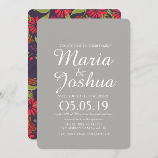 Invitation Mariage Motif de Rose de mélange rouge rose Tulip (Devant / Derrière)