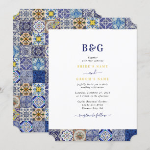 Invitation Mariage Motif de tuiles portugaises méditerranéenn