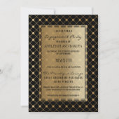 Invitation Mariage | Motif d'or officiel en noir (Devant)