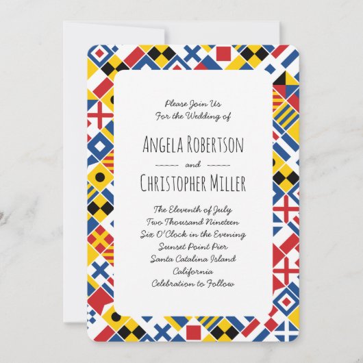 Invitation Mariage Motif du signal nautique (Devant)