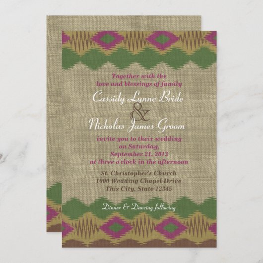 Invitation Mariage Motif du sud-ouest (Devant / Derrière)