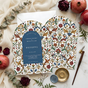 Invitation Mariage motif floral à l'arch Renaissance médiéval
