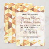 Invitation Mariage motif géométrique vintage jaune (Devant / Derrière)