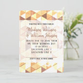 Invitation Mariage motif géométrique vintage jaune (Debout devant)