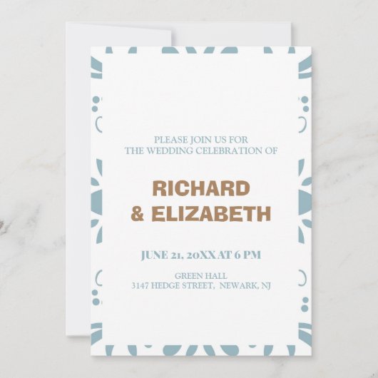 INVITATION MARIAGE MOTIF GRAY ET PUCE (Devant)