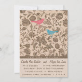 Invitation Mariage Motif Inséparable Aqua rose vintage (Devant)
