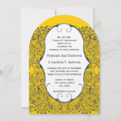 Invitation Mariage Motif Inséparable de Navy et Mustard Peaco (Devant)