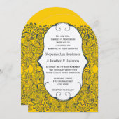 Invitation Mariage Motif Inséparable de Navy et Mustard Peaco (Devant / Derrière)