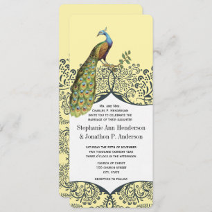 Invitation Mariage Motif Inséparable de Navy et Mustard Peaco