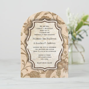 Invitation Mariage Motif Inséparable vintage Aqua Red