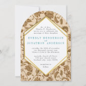 Invitation Mariage Motif Inséparable vintage Aqua Red (Devant)