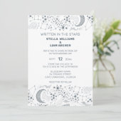 Invitation Mariage Motif Lune étoilée blanc et bleu (Debout devant)