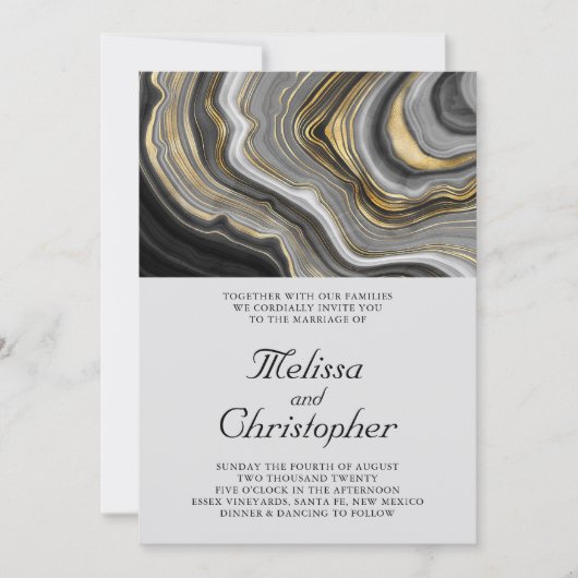 Invitation Mariage Motif moderne et élégant Agate Geode (Devant)
