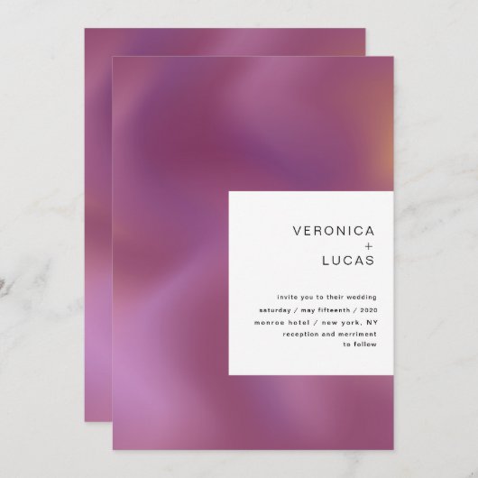 Invitation Mariage motif moderne métallique à l'ombre (Devant / Derrière)