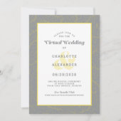 Invitation Mariage Motif moderne virtuel en ligne gris jaune (Devant)