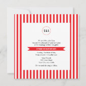 Invitation Mariage Motif Monogram Red and White Stripes (Devant)