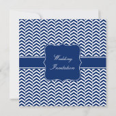 Invitation Mariage Motif Monogram Royal Blue Chevron (Dos)