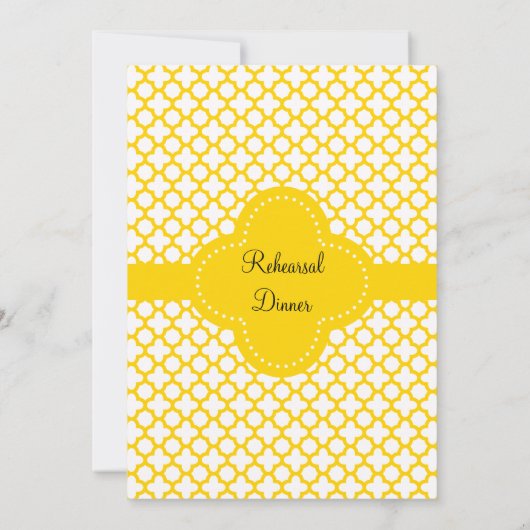 Invitation Mariage Motif Monogram Yellow Quatrefoil (Dos)